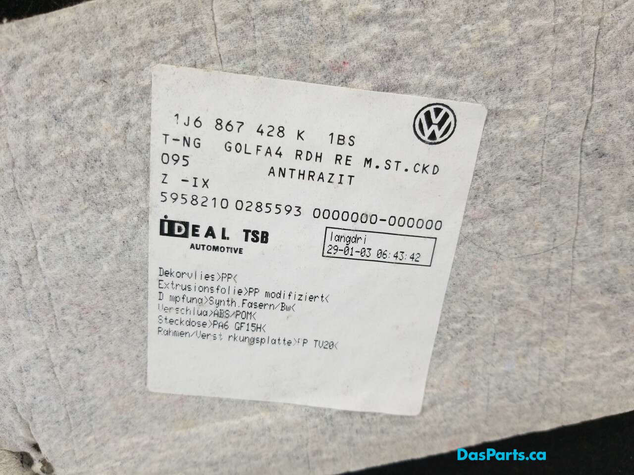 Trunk Carpet Right Side